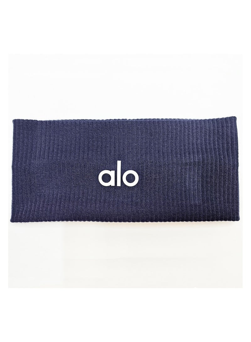 alo ALO YOGA Women's High-Stretch Wide Yoga Headband navy blue