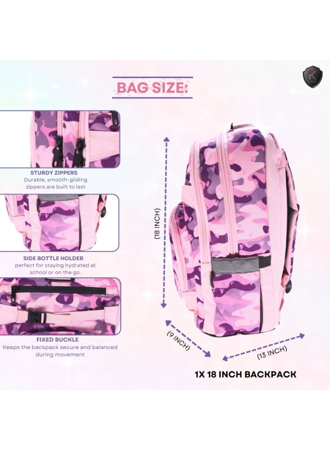 آي-كولا حقيبة ظهر ستار برينسيس للشباب مقاس 18 بوصة للبنات والأولاد - حقيبة مقاومة للماء بثلاثة أقسام مع طباعة على المنضدة (IK954-18BP) - Image 2