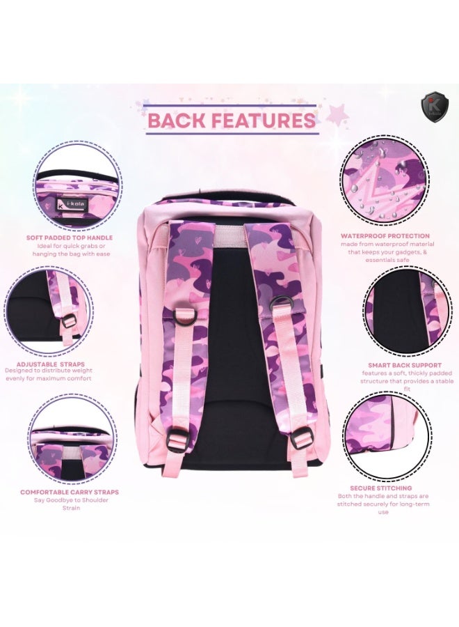 آي-كولا حقيبة ظهر ستار برينسيس للشباب مقاس 18 بوصة للبنات والأولاد - حقيبة مقاومة للماء بثلاثة أقسام مع طباعة على المنضدة (IK954-18BP) - Image 4