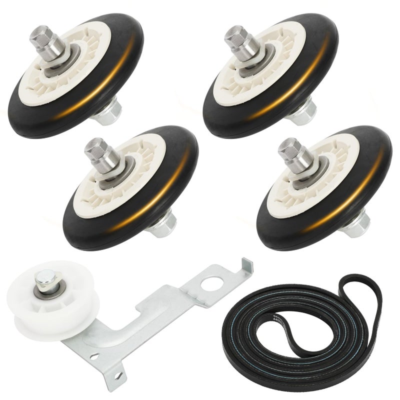 Casmer Dryer Repair Kit Compatible with ge Dryers Includes 4 PCS WE03X10008 Dryer Drum Roller WE12X10011 Dryer Belt and WE12X10013,WE12X10012 Idler Pulley Assembly,Note The Incompatible Models in Figure 6 - Image 1