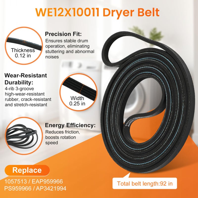 Casmer Dryer Repair Kit Compatible with ge Dryers Includes 4 PCS WE03X10008 Dryer Drum Roller WE12X10011 Dryer Belt and WE12X10013,WE12X10012 Idler Pulley Assembly,Note The Incompatible Models in Figure 6 - Image 5