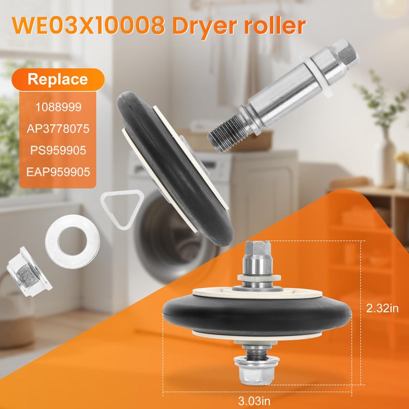 Casmer Dryer Repair Kit Compatible with ge Dryers Includes 4 PCS WE03X10008 Dryer Drum Roller WE12X10011 Dryer Belt and WE12X10013,WE12X10012 Idler Pulley Assembly,Note The Incompatible Models in Figure 6 - Image 3