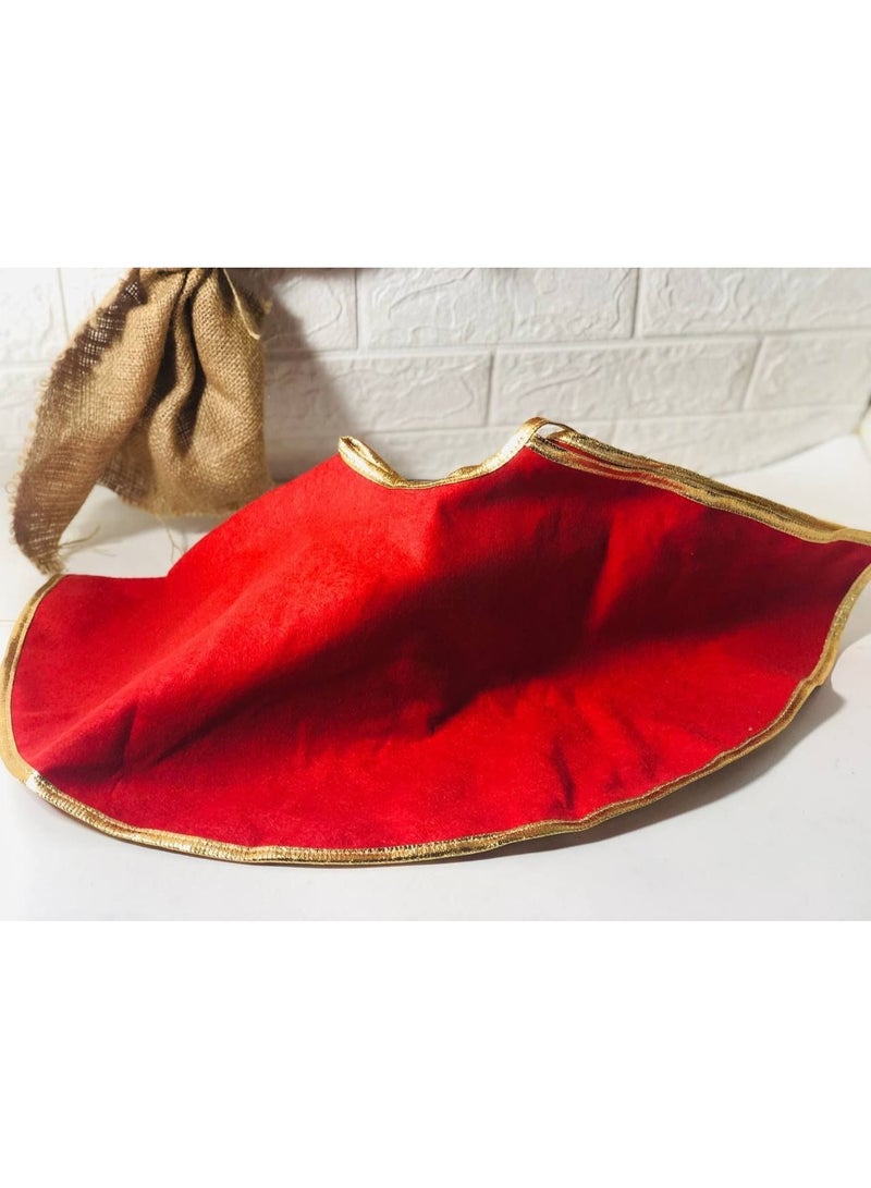 الكريسماس  زينة تنورة مفرش الشجرة المدور  الاحمر  المقاس: 60 سم - Image 2