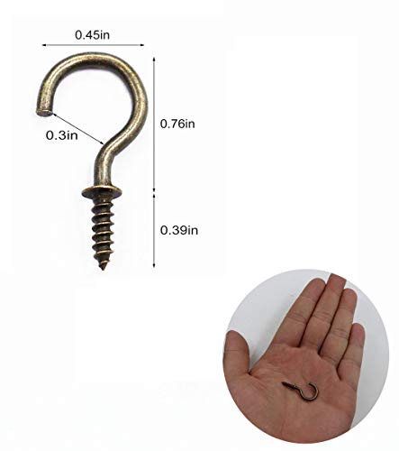 IDEALSV 3/4'' Antique Brass Ceiling Hooks 3/4 Inch Vintage Bronze Cup Hook Screw-in Light Hooks (40 Pack) - Image 2