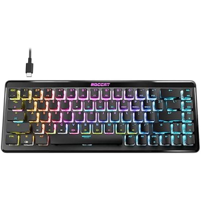 ROCCAT VULCAN II MINI AIR 65% OPTICAL MECHANICAL GAMING KEYBOARD, FULL WIRELESS AND BLUETOOTH CAPABILITIES, CUSTOMIZABLE RGB ILLUMINATION, BUTTON DUPLICATOR, ON-BOARD PROFILES, ALUMINUM PLATE – BLACK - Image 1