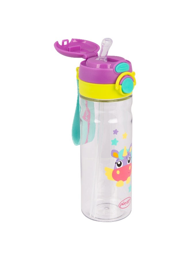 Playgro Stella FlipSip 2-in-1 Kids Water Bottle with Straw & Spout, Flip-Top Leak-Resistant Lid, BPA-Free Reusable Drinking Bottle for Toddlers & Kids - Image 2