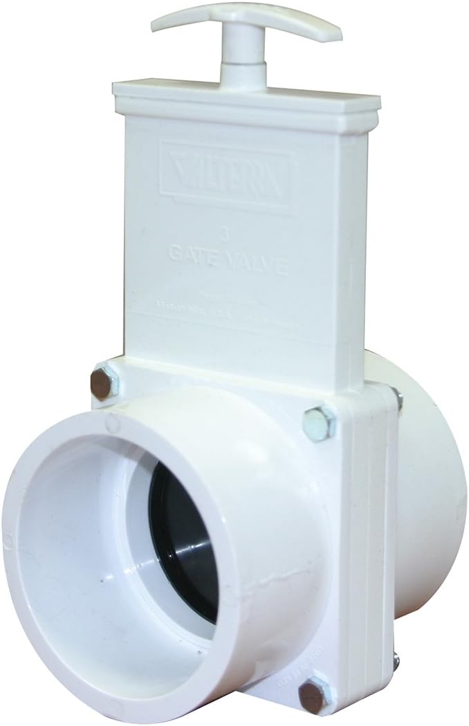 Valterra 6301 PVC Gate Valve, White, 3-Inch Slip Connection