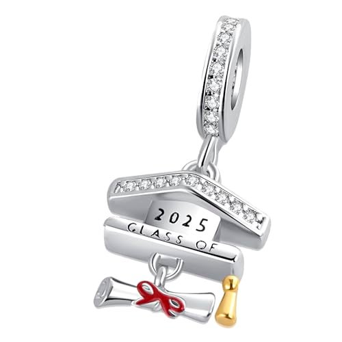 QeenseKc Class of 2025 Graduation Charm Bachelor's Hat Scroll Bead for Pandora Bracelet Necklace - Image 2