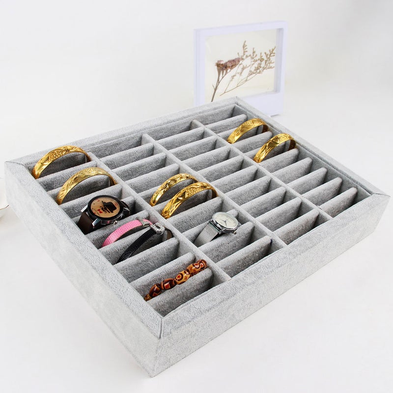 Jewelry Display Rack Bangle Storage Rack Showcase Jewelry Holder Bracelet Trays Grey (4 Rows) - Image 5