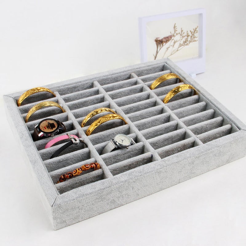Jewelry Display Rack Bangle Storage Rack Showcase Jewelry Holder Bracelet Trays Grey (4 Rows) - Image 3