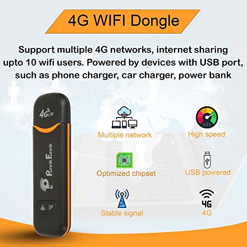 PunnkFunnk 4G LTE WiFi USB Band Dongle Stick with All SIM Network Support | 4G Data Card with up to 150Mbps Data Speed, Fast 4G Dongle, SIM Adapter Included (Black) - Image 4
