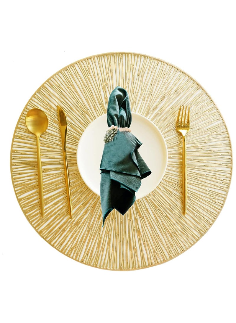 Round Placemats for Dining Table Set of 4, Hollow Out Easy to Clean Table Mats Heat Resistant Wipeable Washable Non-Slip Placemats for Dining Kitchen Table Decorations Wedding (Golden) - Image 4