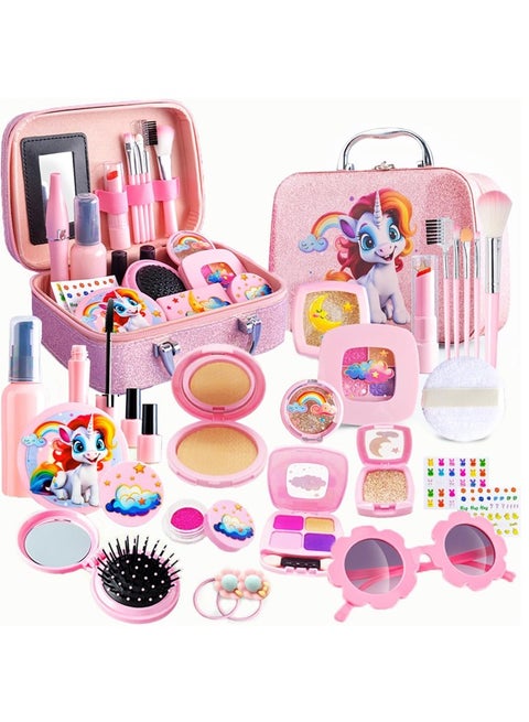 مكياج اطفال مجموعة مكياج مكياج بنات للأطفال من 32 ميكب اطفال، لعبة مكياج للأطفال، مجموعة مكياج للأطفال، هدايا عيد ميلاد للفتيات من سن 5 إلى 10 سنوات