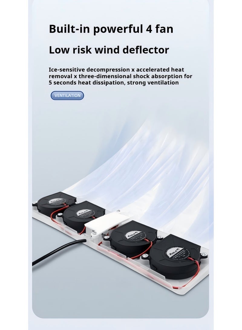 بيوينتي وسادة مقعد صيفية مع وسادة مقعد مروحة تهوية مكتب تبريد مقعد قابل للتنفس USB تبديد الحرارة تبريد جل قرص العسل وسادة ثلج (USB أربع مراوح سوداء) - Image 5