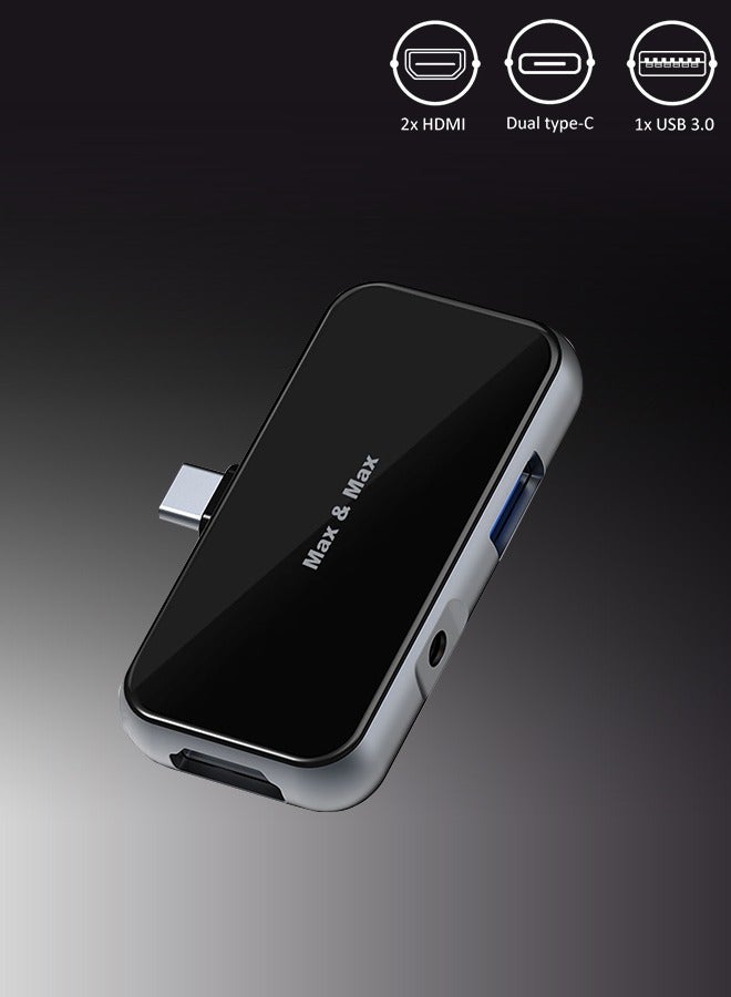 Max & Max 4-in-1 USB-C Hub Adapter – HDMI, USB-A, Type-C & AUX Ports | Multiport Adapter Compatible with MacBook, iPad, Android & Windows Laptops - Image 4