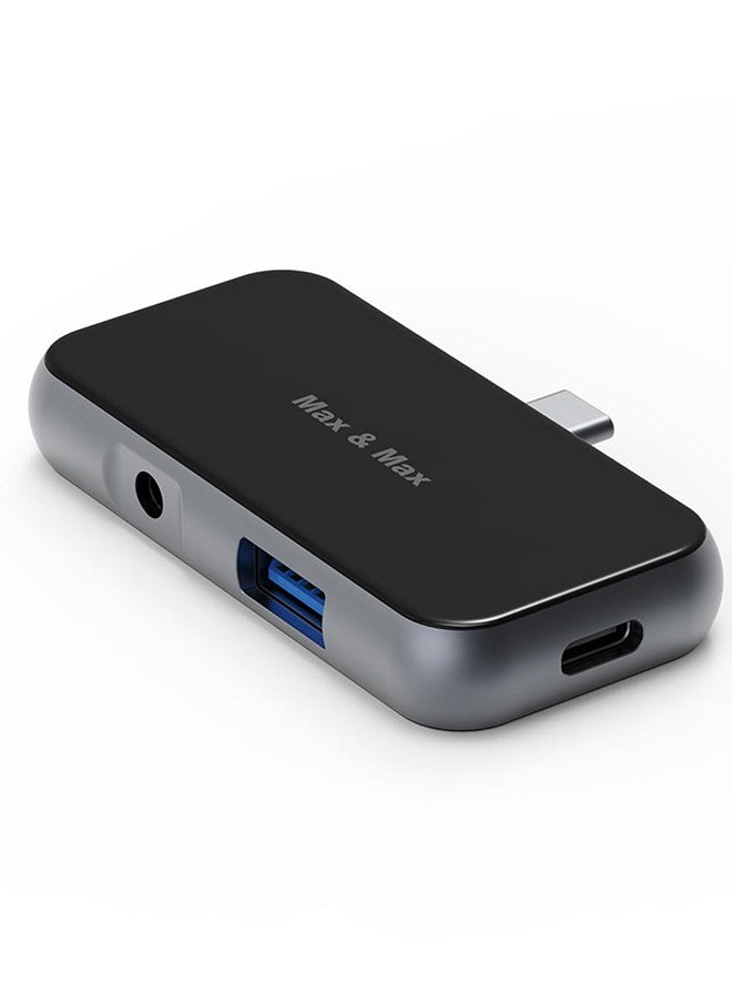 USB Type C 4 in 1 Hub with HDMI, Type C, Aux, USB A ports compatible with Android Mobiles Phone, MacBook, iPad - Black - pzsku/ZE6C1A9DA9846A769F496Z/45/_/1701787103/e33b9f05-dc2d-415d-a56a-f66b9c318e68