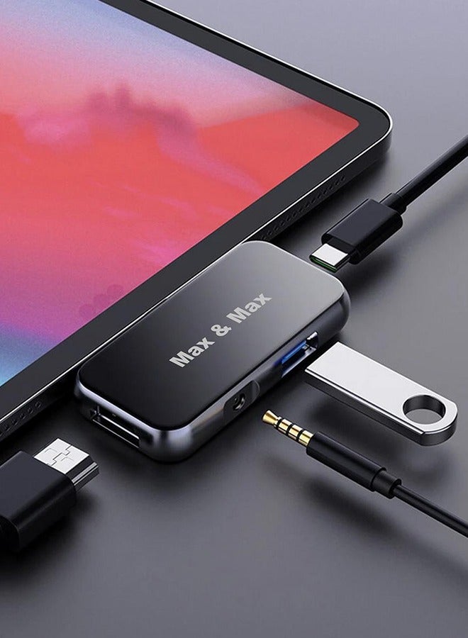 Max & Max 4-in-1 USB-C Hub Adapter – HDMI, USB-A, Type-C & AUX Ports | Multiport Adapter Compatible with MacBook, iPad, Android & Windows Laptops - Image 5