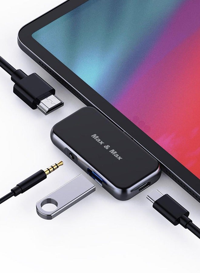 Max & Max 4-in-1 USB-C Hub Adapter – HDMI, USB-A, Type-C & AUX Ports | Multiport Adapter Compatible with MacBook, iPad, Android & Windows Laptops - Image 2