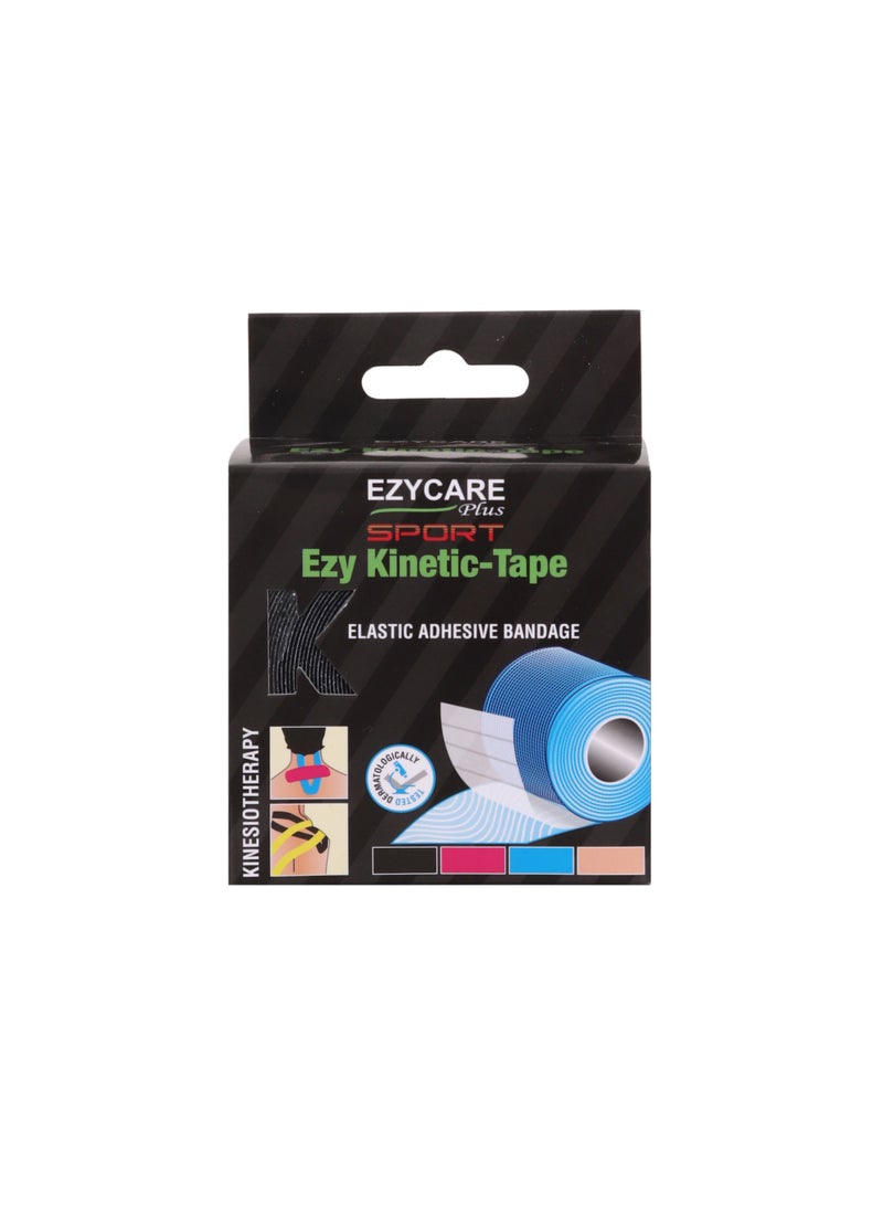 Ezycare Sport Kinesiology Kinetic Tape, Elastic Adhesive Bandage, Black, 5cm x 5m - Image 1