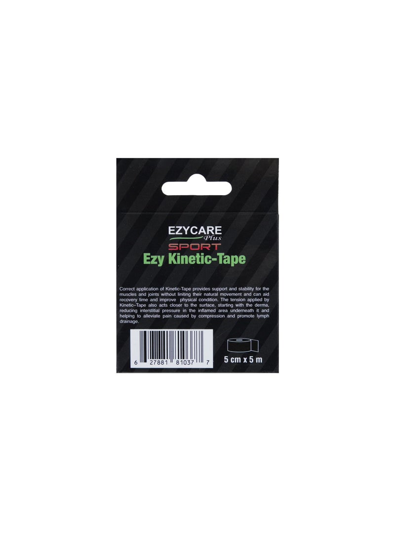 Ezycare Sport Kinesiology Kinetic Tape, Elastic Adhesive Bandage, Black, 5cm x 5m - Image 2