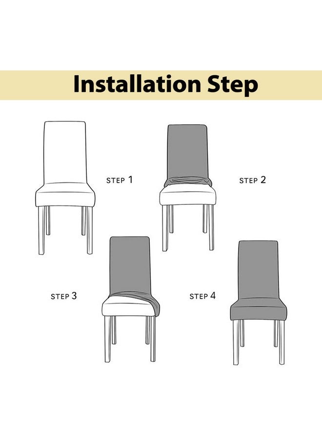 House of Quirk Polyester Spandex Printed Chair Cover Stretch Removable Washable Short Dining Chair Cover Protector Seat Slipcover (Poppy, Pack of 6) - Image 4