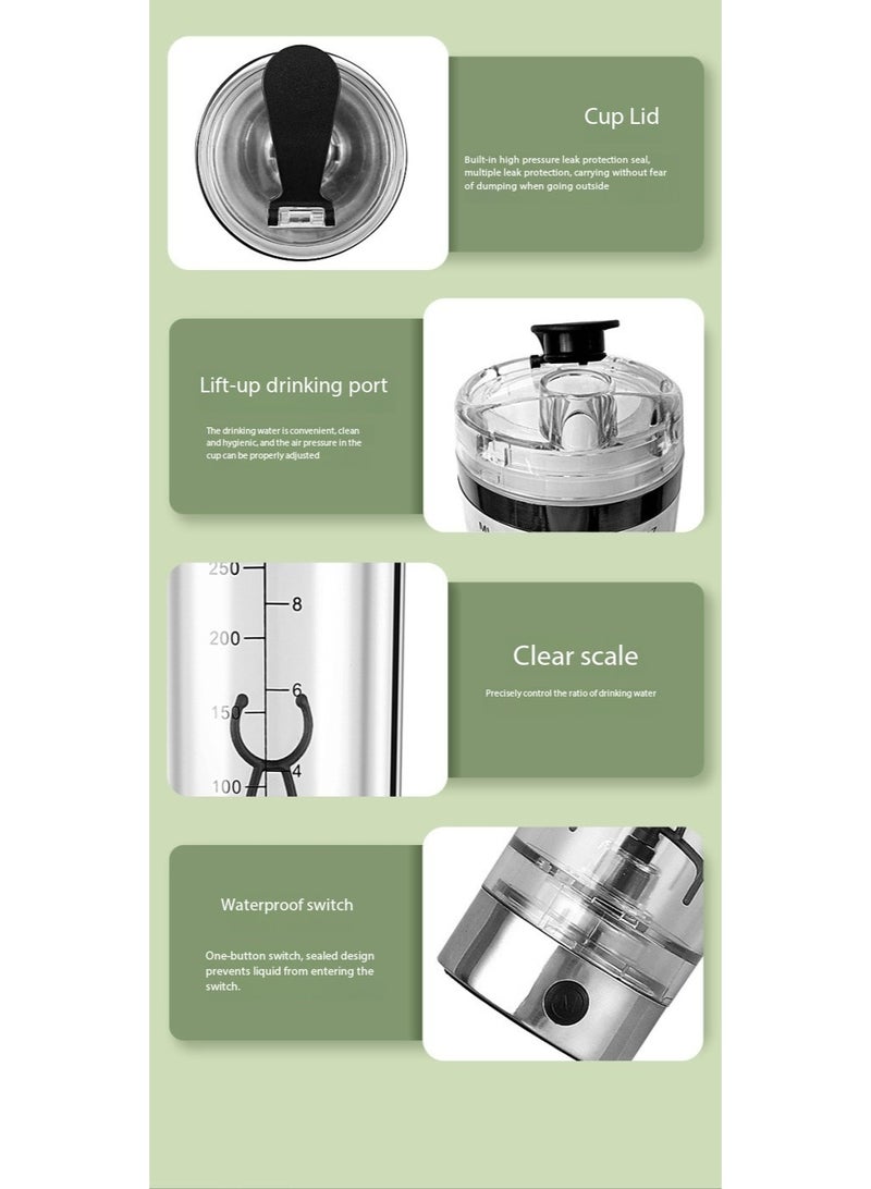 سكت شيكترو كوب قهوة كهربائي قابل لإعادة الشحن، سعة 300 مل، خلاط آلي، ميلك شيك، مسحوق بروتين، قابل لإعادة الشحن - Image 5