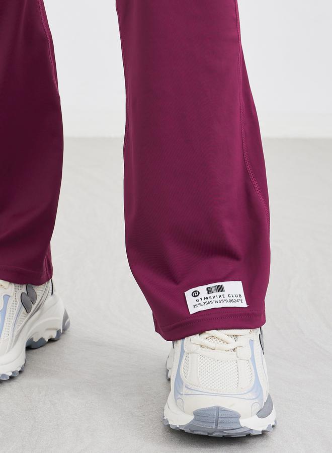 Styli Gymspire Edition - Label Broad Waist Side Pocket Flared Leggings with Text Detail - Image 3