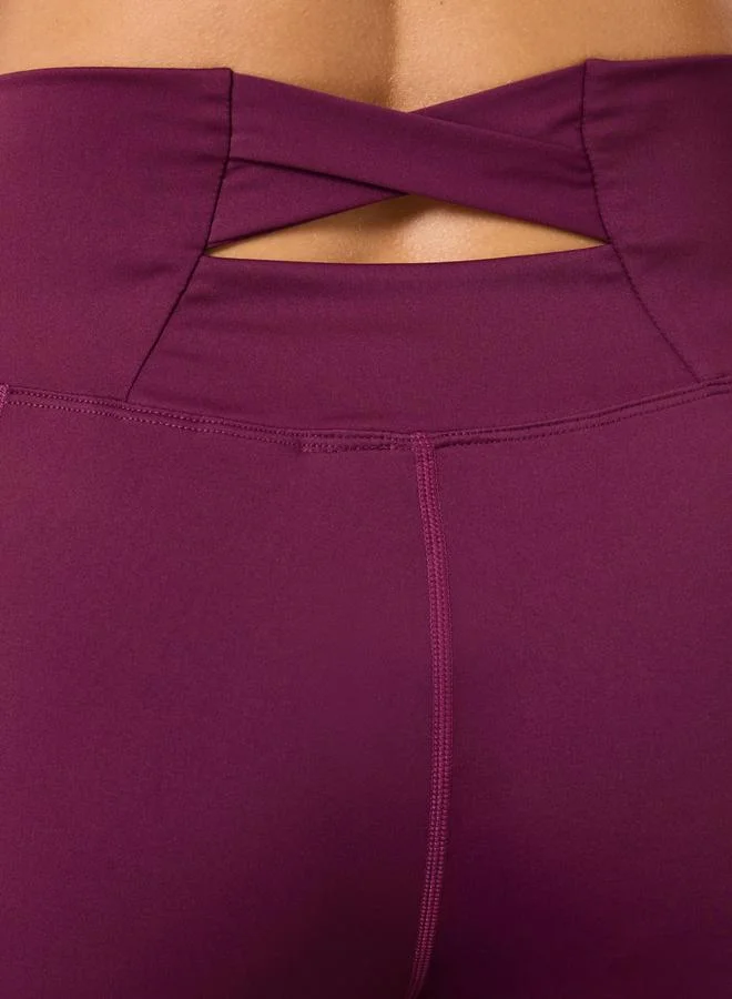 Styli Active purple Gymspire Edition - Label Broad Waist Side Pocket Flared Leggings with Text Detail for Women | Best Price UAE