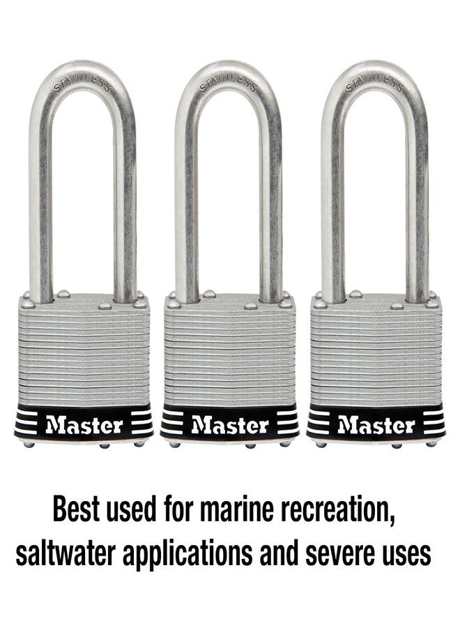 Master Lock 1SSTRILH Stainless Steel Outdoor Padlock with Key, 3 Pack Keyed-Alike - Image 2