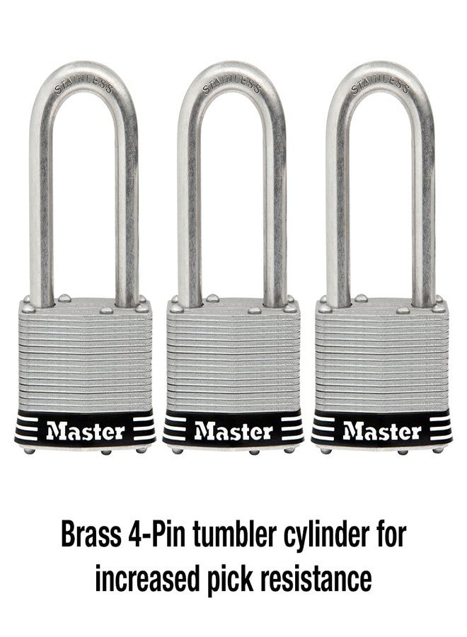Master Lock 1SSTRILH Stainless Steel Outdoor Padlock with Key, 3 Pack Keyed-Alike - Image 4