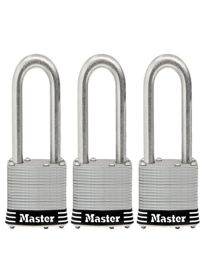 Master Lock 1SSTRILH Stainless Steel Outdoor Padlock with Key, 3 Pack Keyed-Alike - Image 1