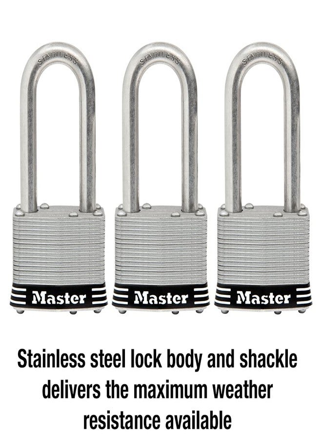 Master Lock 1SSTRILH Stainless Steel Outdoor Padlock with Key, 3 Pack Keyed-Alike - Image 3