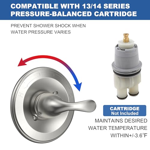 KANDENT Replacement for D Faucet 13 Series Single-Function Shower Valve Trim Kit, Shower Handle, Brushed Nickel Shower Trim Kit T13020-SS (Cartridge and Valve Not Included) - Image 3