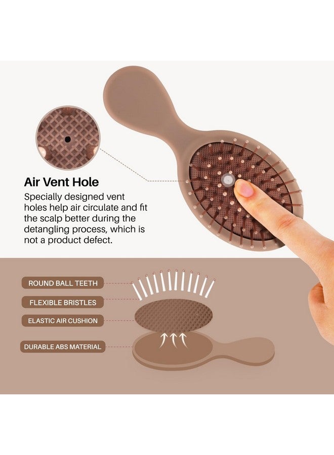 RHOS RHOS Mini Hair Brush for Women,Men and Kids-Travel Size Hair Brush for Purse,Pocket,backpack-Small Cushion Paddle Brush with Soft Bristles-Mini Detangler Brush for All Hair Types(1 Pack-Mocha)  - Image 2