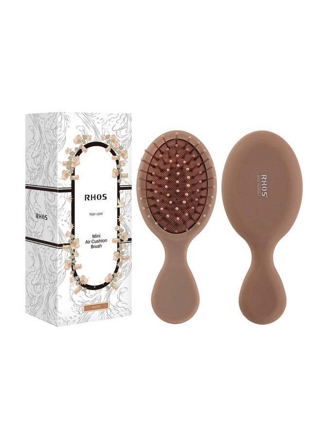 RHOS RHOS Mini Hair Brush for Women,Men and Kids-Travel Size Hair Brush for Purse,Pocket,backpack-Small Cushion Paddle Brush with Soft Bristles-Mini Detangler Brush for All Hair Types(1 Pack-Mocha)  - Image 1