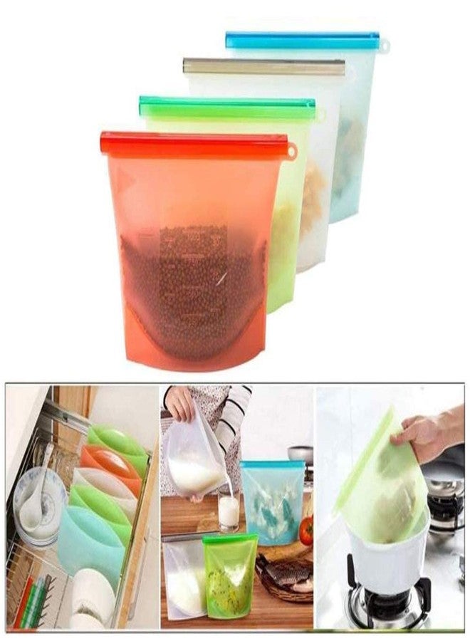 CELLEBII® Reusable Silicone Food Storage Bag Containers, Airtight Seal Leakproof Freezer Bags for Snack, Sous Vide, Liquids, Fresh Lunch Preservation, Microwave & Dishwasher Safe 1L Pack of 1 - Image 4