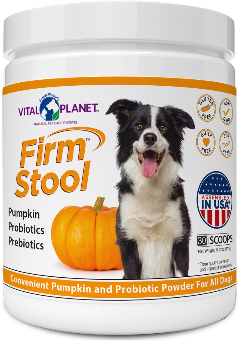 Vital Planet - Firm Stool – Dog Stool Hardener, Eliminates Diarrhea and Gas - Pumpkin, Probiotics and Prebiotics for Healthy Digestion, Fiber for Firmer Stools and Regularity - 111 Grams 30 Servings - Image 1
