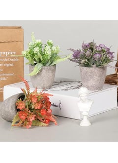RATSAW 6Pcs Artificial Flower Plants Indoor Mini Plastic Plants Fake Topiary Shrubs Greenery Fake Potted Flowers for Home Office Room Table Decoration Exquisite New House Gift  - Image 3