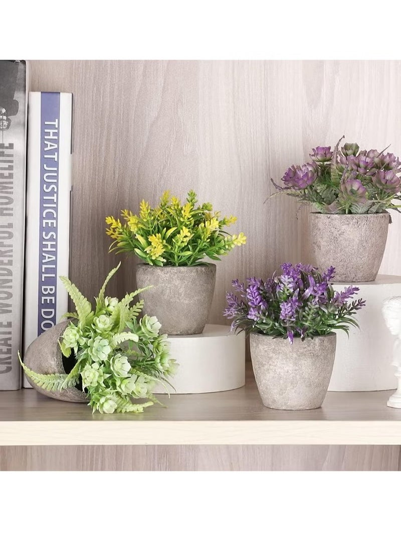 RATSAW 6Pcs Artificial Flower Plants Indoor Mini Plastic Plants Fake Topiary Shrubs Greenery Fake Potted Flowers for Home Office Room Table Decoration Exquisite New House Gift - Image 5