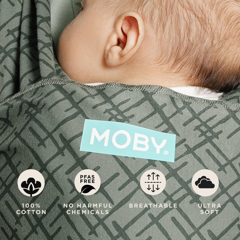 موبي Moby Baby Wrap Carrier Classic for Newborns to Toddlers (8-33lbs), Infant Sling Carrier, Lightweight  Hands Free Design, Adjustable for All Body Types (Olive Etch) - Image 4