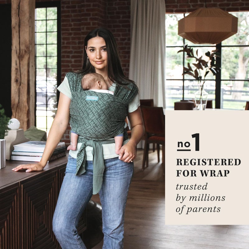 موبي Moby Baby Wrap Carrier Classic for Newborns to Toddlers (8-33lbs), Infant Sling Carrier, Lightweight  Hands Free Design, Adjustable for All Body Types (Olive Etch) - Image 2