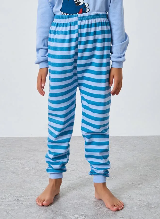 Styli Styli Boy Blue Dinosaur Graphic T-Shirt and Pyjama Set