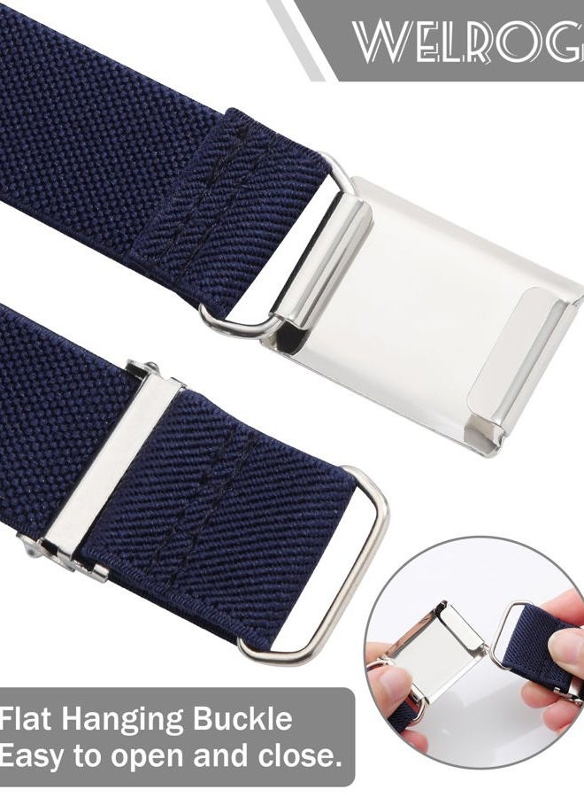 WELROG Toddler Kids Adjustable Buckle Belt - Elastic Child Silver Buckle Belts for Girls Boys, Navy Blue *2, One size - Image 4