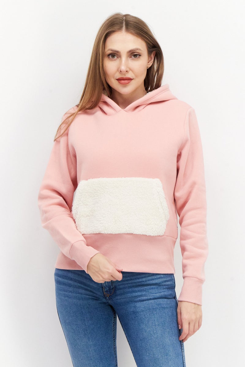 Bearpaw Women Hooded Plain Long Sleeve Sweatshirts, Pink - Image 1