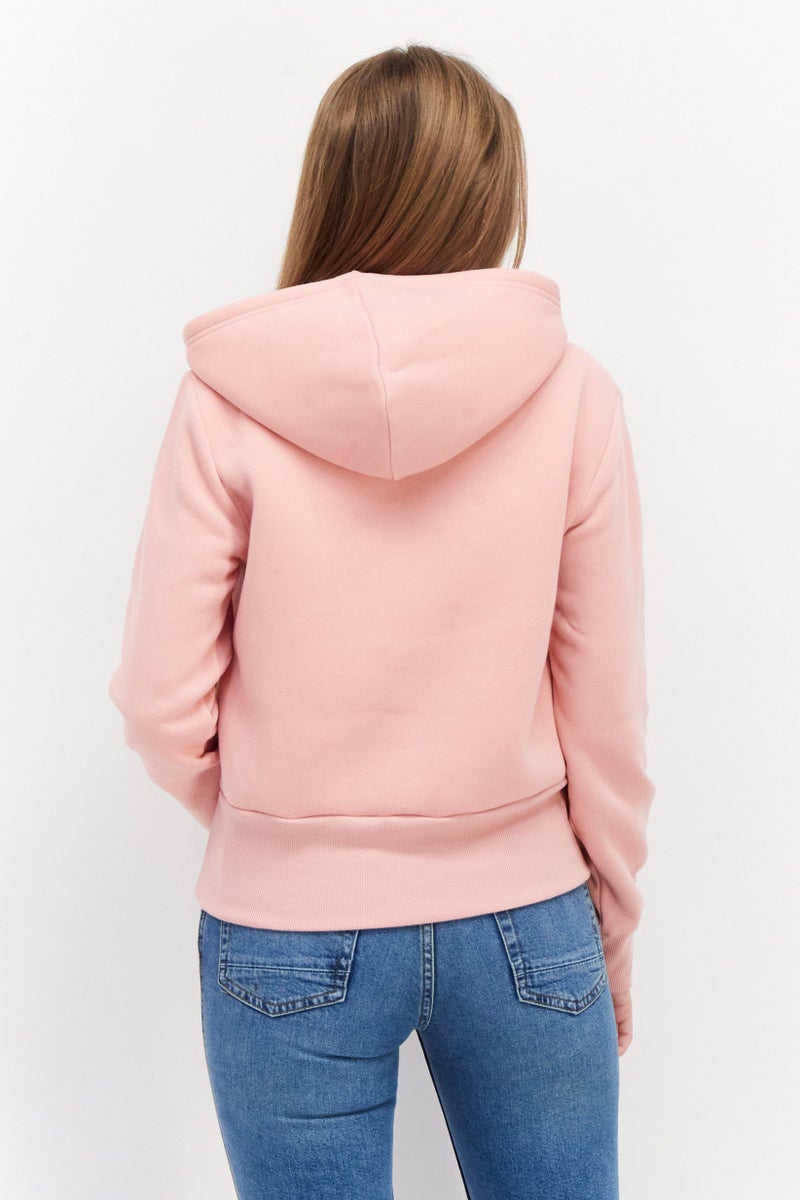 Bearpaw Women Hooded Plain Long Sleeve Sweatshirts, Pink - Image 3