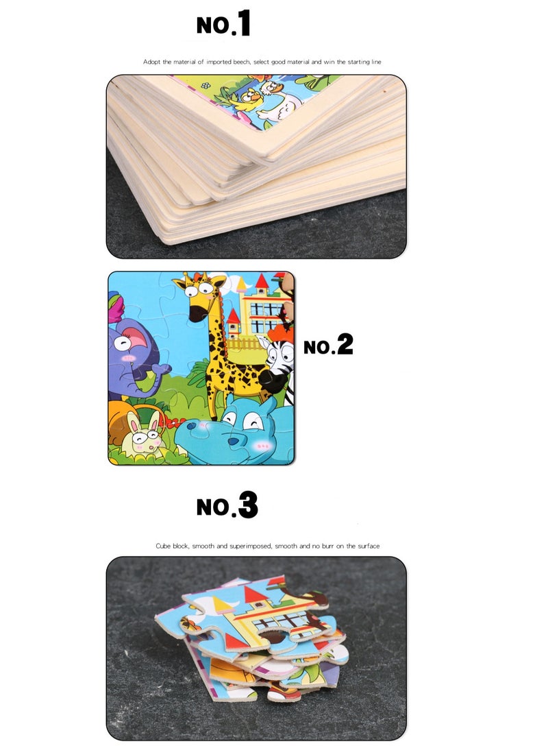 Children's Educational Wooden Cartoon Series Jigsaw Puzzles Suitable Gift Bag Pack - Image 2