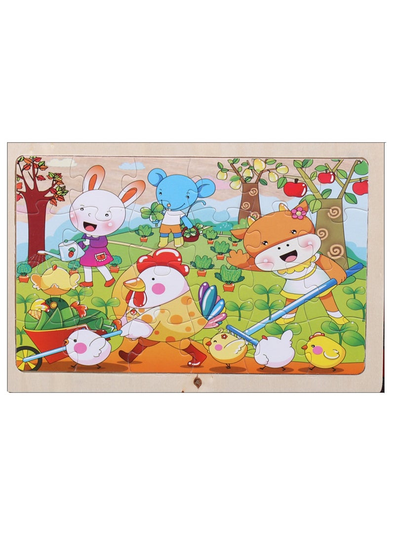 Children's Educational Wooden Cartoon Series Jigsaw Puzzles Suitable Gift Bag Pack - Image 1