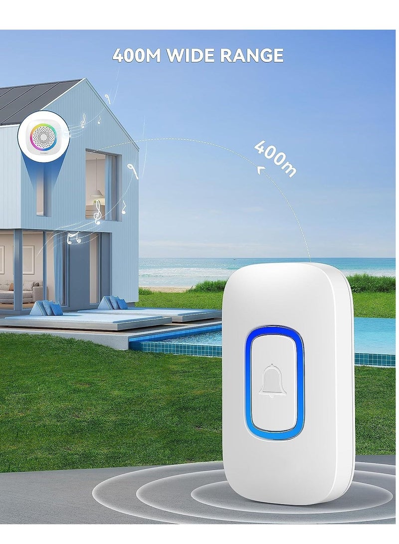 RL Wireless Doorbell Night Light LED Chimes 300M With One Button Distance Battery Support - Image 4
