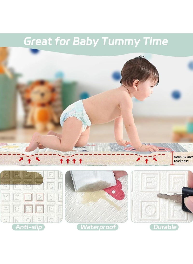AUTOYSUR Baby Play Mat, 200 * 180 CM Foldable Baby Play Mat, Waterproof Foam Floor Baby Crawling Mat, Portable Baby Playmat for Infants, Toddler, Kids, Indoor Outdoor Use  - Image 5