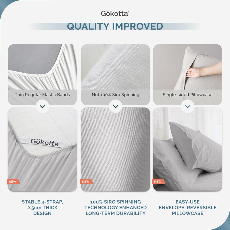 GOKOTTA King Size Bed Sheets 6 Piece Set  100% Rayon Derived from Bamboo  Cooling for Hot Sleepers-Luxury Breathable Soft Sheets  Deep Pocket 16"" Fitted Sheet with Elastic Corner Straps  Grey - Image 4